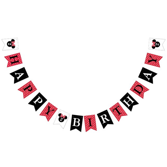 Minnie Mouse | Red & White Happy Birthday Bunting Flags (All)