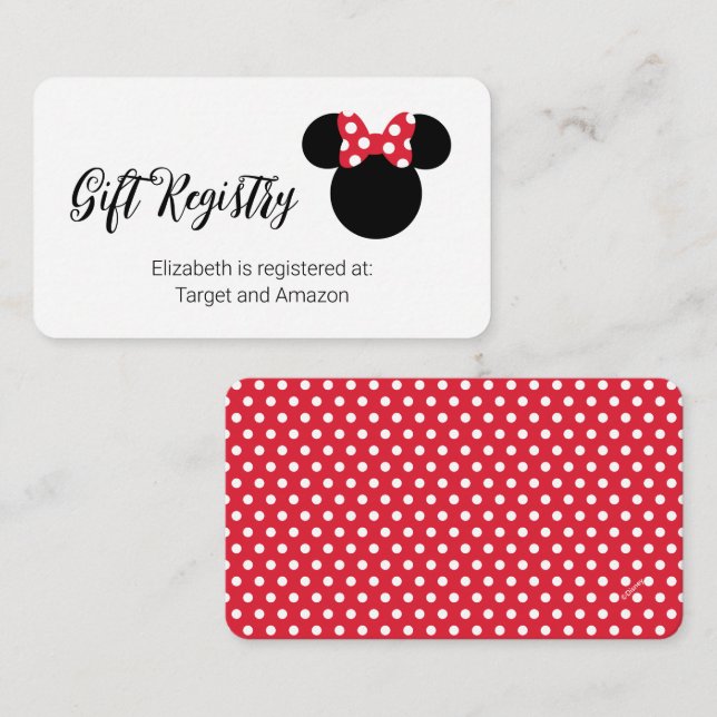 Minnie Mouse | Red & White Polka Dot Baby Shower Enclosure Card (Front/Back)