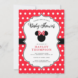 Minnie Mouse   Red & White Polka Dot Baby Shower Invitation