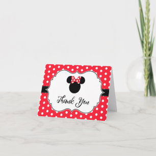 Minnie Mouse Red & White Polka Dot Baby Shower Letterpress Thank You Card