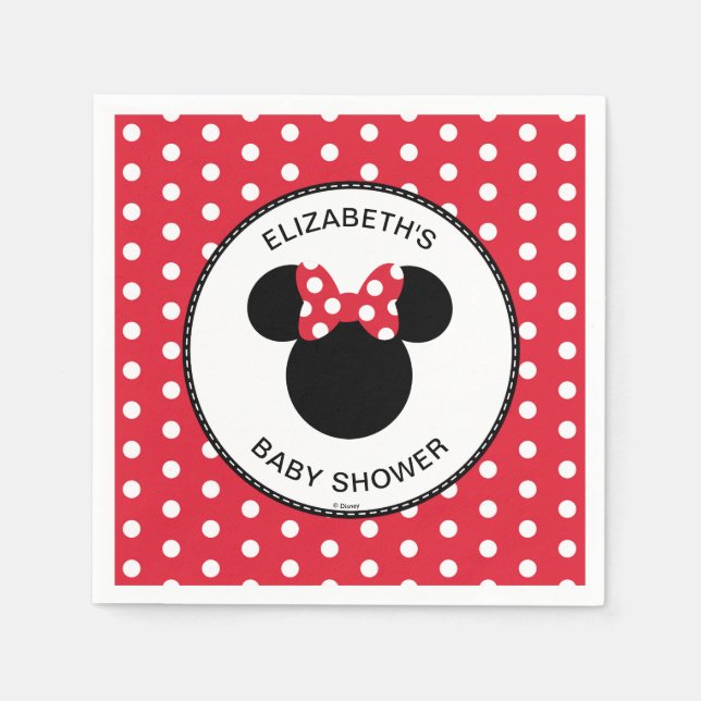 Minnie Mouse | Red & White Polka Dot Baby Shower Napkins (Front)