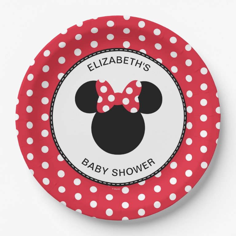 Minnie Mouse | Red &amp; White Polka Dot Baby                    Shower Paper Plates