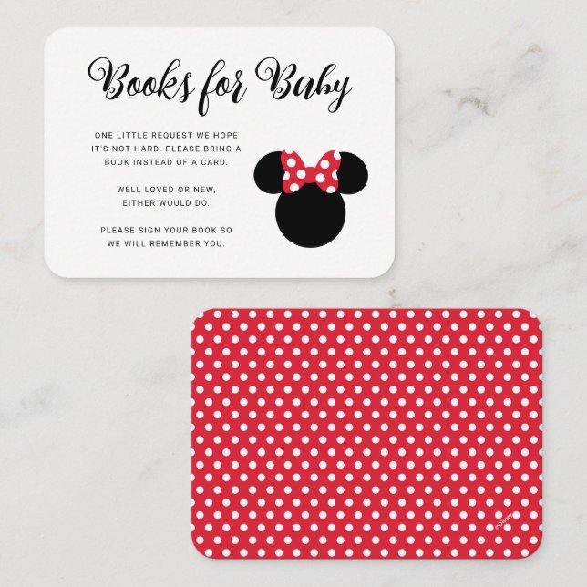 Minnie Mouse | Red & White Polka Dot Baby Shower Place Card (Front/Back)