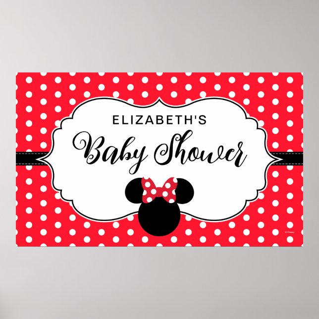 Minnie Mouse | Red & White Polka Dot Baby Shower Poster (Front)