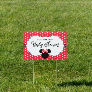 Minnie Mouse Red & White Polka Dot Baby Shower Sign