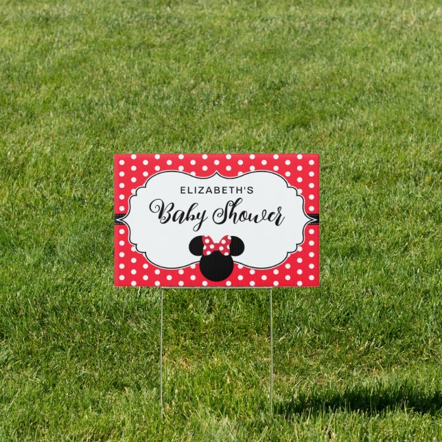 Minnie Mouse | Red & White Polka Dot Baby Shower Sign (Insitu)