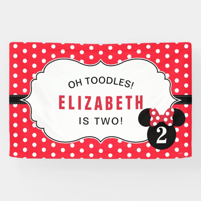 Minnie Mouse | Red & White Polka Dot Birthday Bann Banner (Horizontal)