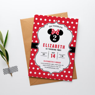 Minnie Mouse   Red & White Polka Dot Birthday Invitation