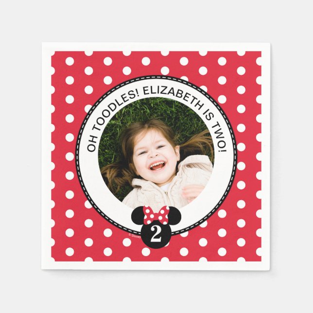Minnie Mouse | Red & White Polka Dot Birthday Napkins (Front)