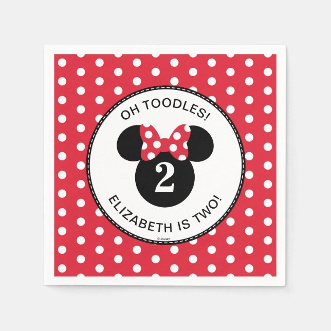 Minnie Mouse | Red & White Polka Dot Birthday Napkins (Front)