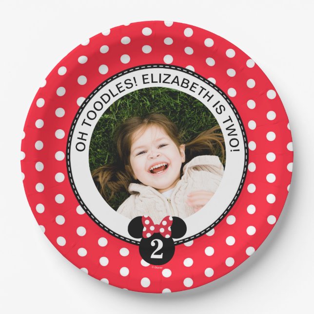 Minnie Mouse | Red & White Polka Dot Birthday Paper Plates (Front)