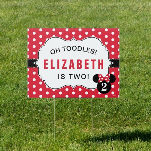Minnie Mouse  Red  White Polka Dot Birthday Sign