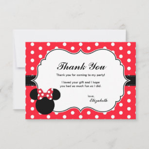 Minnie Mouse   Red & White Polka Dot Thank You Card