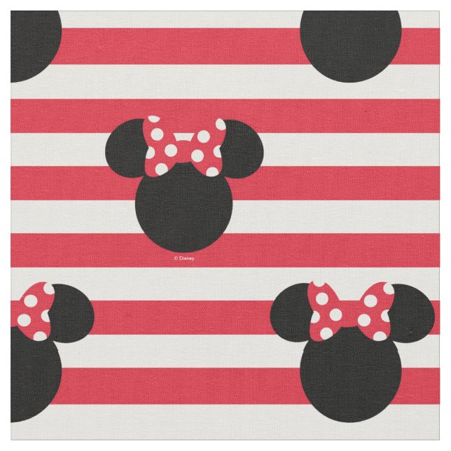 Minnie Mouse | Red & White Stripes Birthday Fabric (Close Up)