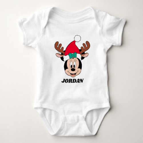 Minnie Mouse  Reindeer Antlers  Santa Hat Baby Bodysuit