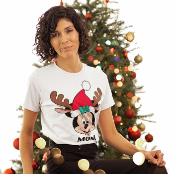 Minnie Mouse | Reindeer Antlers & Santa Hat T-shirt by MickeyAndFriends at Zazzle