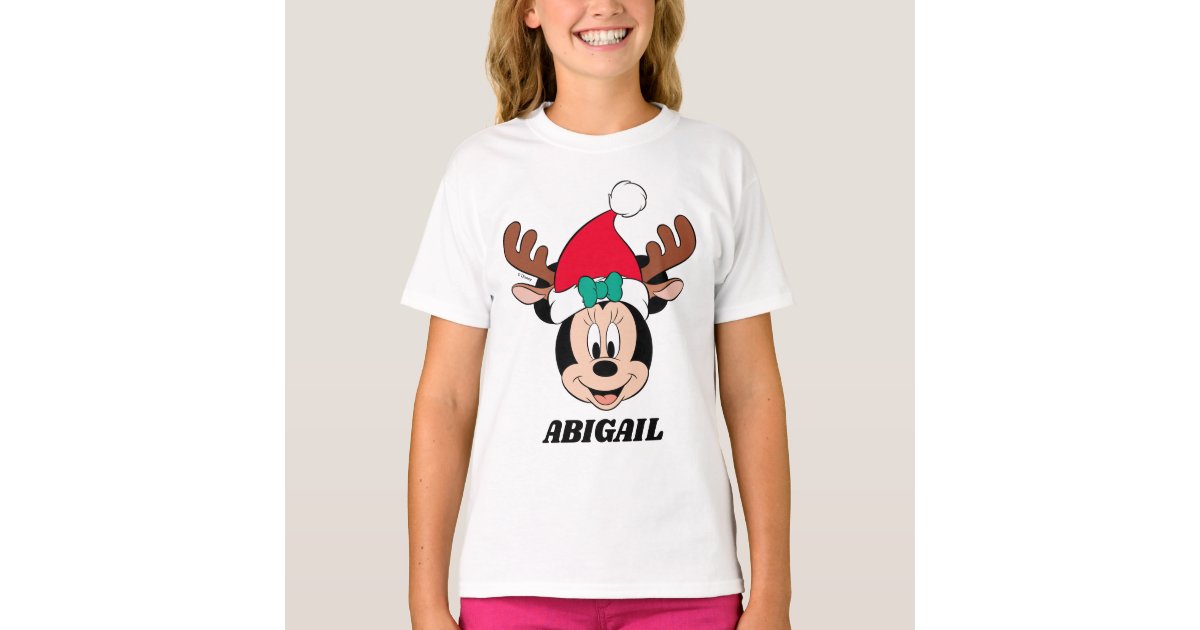 Minnie Mouse Reindeer Antlers Santa Hat T Shirt Zazzle