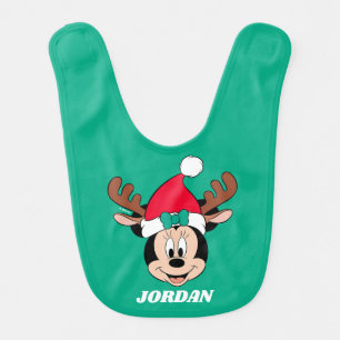 Minnie Mouse   Reindeer Ears & Santa Hat Baby Bib