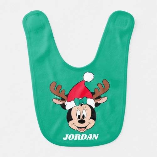 Minnie Mouse  Reindeer Ears  Santa Hat Baby Bib