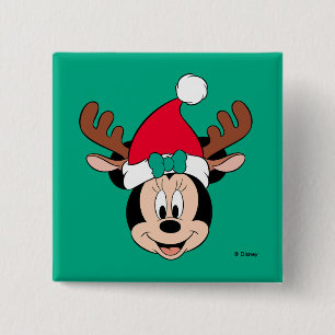 Minnie Mouse   Reindeer Ears & Santa Hat Button