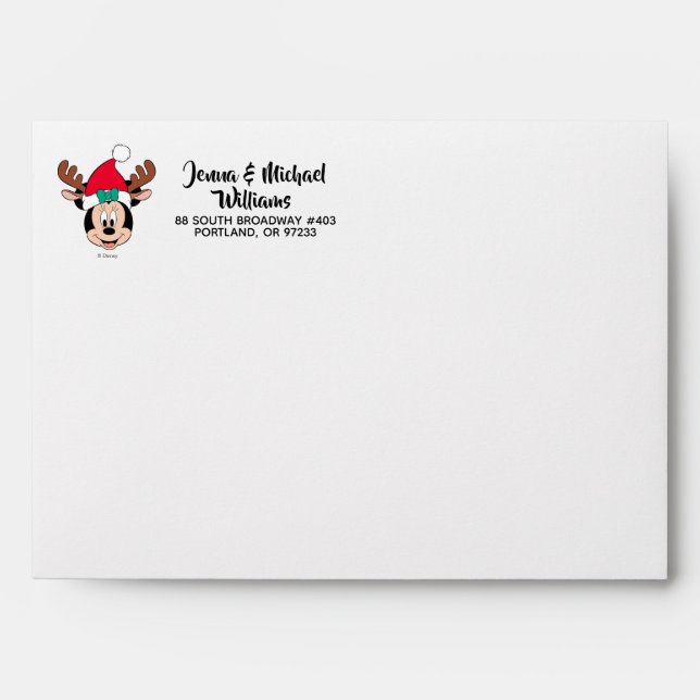 Minnie Mouse | Reindeer Ears & Santa Hat Envelope (Front)