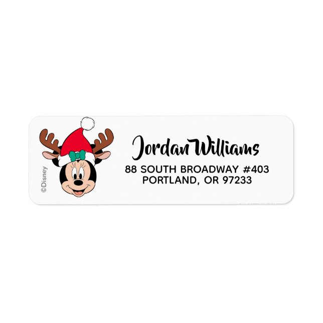 Minnie Mouse | Reindeer Ears & Santa Hat Label (Front)