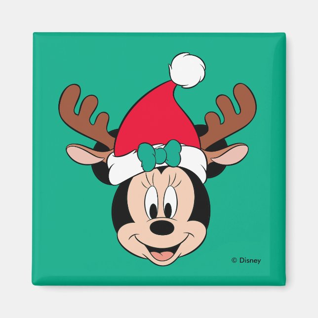 Minnie Mouse | Reindeer Ears & Santa Hat Magnet (Front)