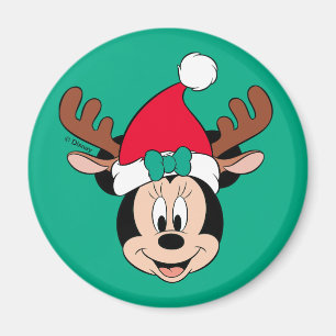 Minnie Mouse   Reindeer Ears & Santa Hat Magnet