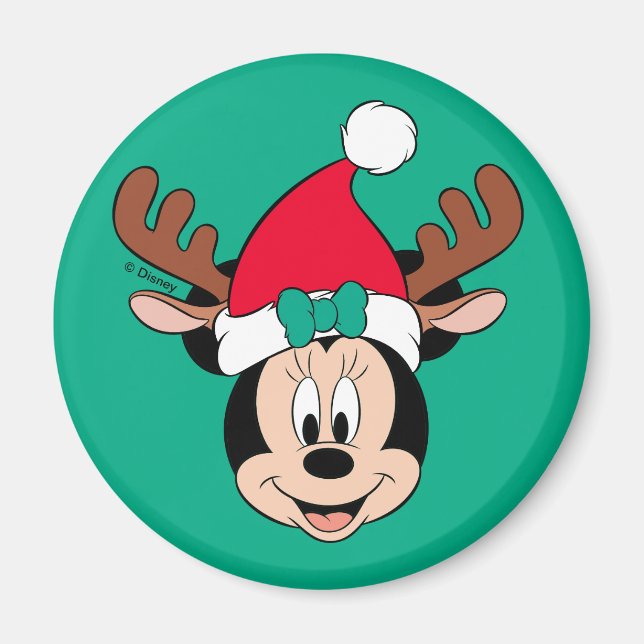 Minnie Mouse | Reindeer Ears & Santa Hat Magnet (Front)