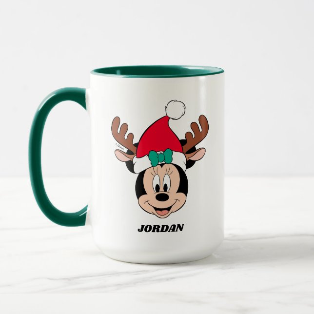 Minnie Mouse | Reindeer Ears & Santa Hat Mug (Left)