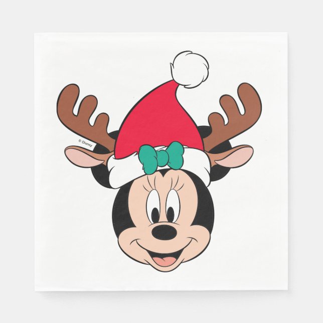 Minnie Mouse | Reindeer Ears & Santa Hat Napkins (Front)