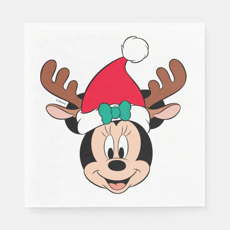 Minnie Mouse | Reindeer Ears & Santa Hat Napkins | Zazzle Minnie Mouse | Reindeer Ears & Santa Hat Napkins | Zazzle