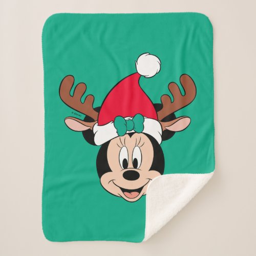 Minnie Mouse  Reindeer Ears  Santa Hat Sherpa Blanket