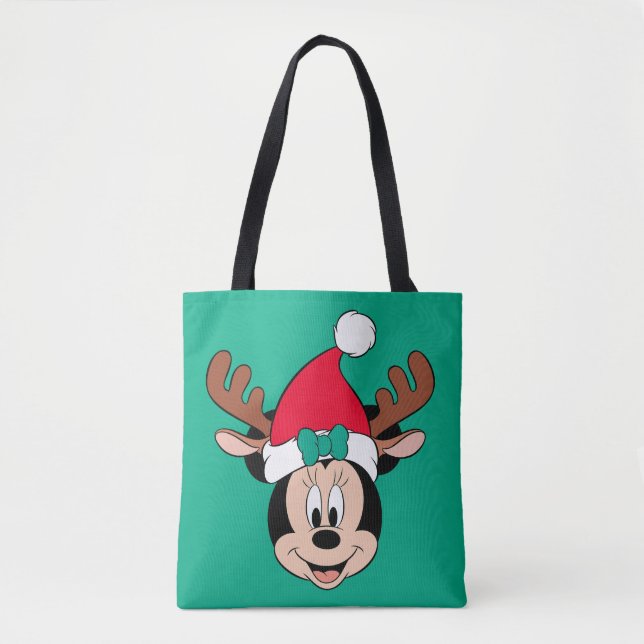 Minnie Mouse | Reindeer Ears & Santa Hat Tote Bag (Front)