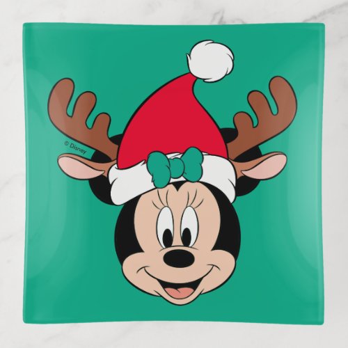 Minnie Mouse  Reindeer Ears  Santa Hat Trinket Tray