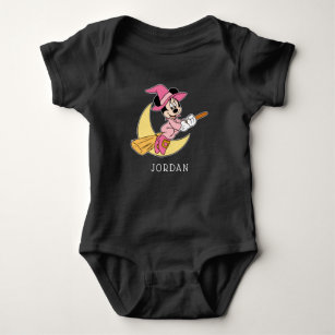 Minnie Mouse Riding Witch Broom Baby Bodysuit
