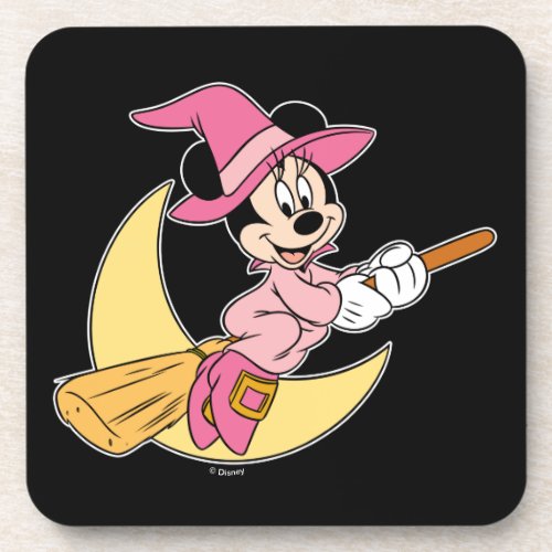 Minnie Mouse Riding Witch Broom Beverage Coaster