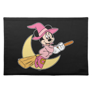 Minnie Mouse Riding Witch Broom Cloth Placemat