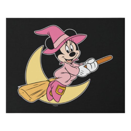 Minnie Mouse Riding Witch Broom Faux Canvas Print