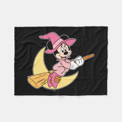Minnie Mouse Riding Witch Broom Fleece Blanket