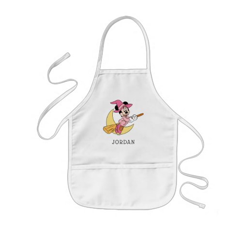 Minnie Mouse Riding Witch Broom Kids Apron