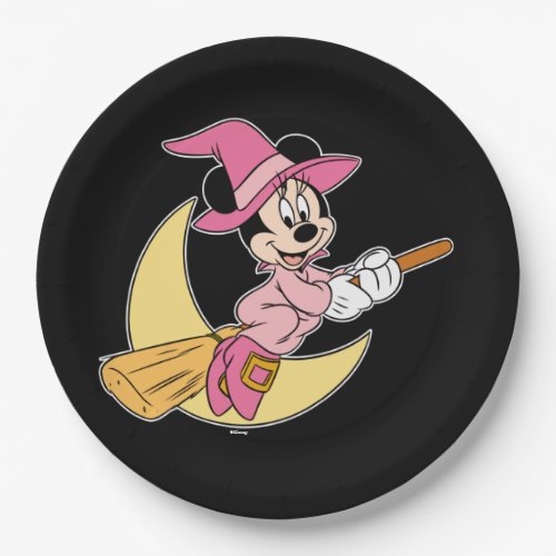 Minnie Mouse Riding Witch Broom Paper Plates