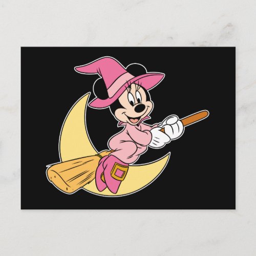 Minnie Mouse Riding Witch Broom Postcard
