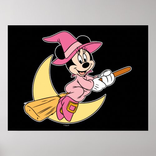 Minnie Mouse Riding Witch Broom Poster