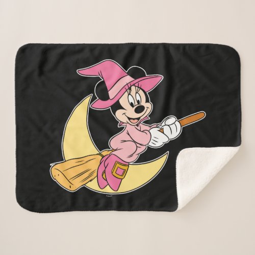 Minnie Mouse Riding Witch Broom Sherpa Blanket
