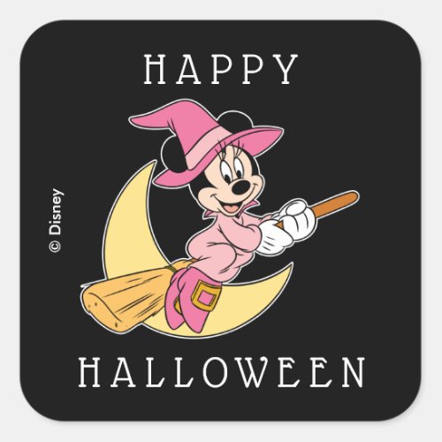 Minnie Mouse Riding Witch Broom Square Sticker