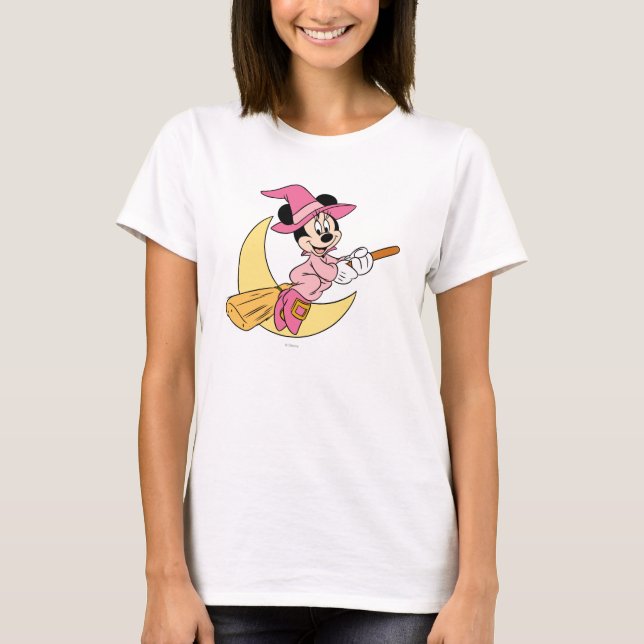 Minnie Mouse Riding Witch Broom T-Shirt (Front)