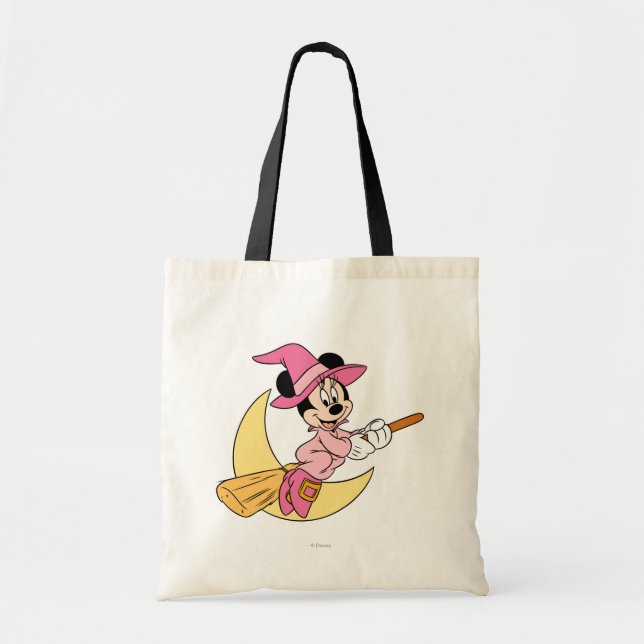 Minnie Mouse Riding Witch Broom Tote Bag (Front)