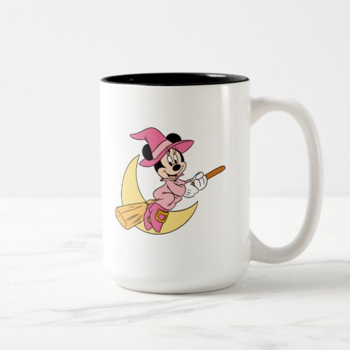 Minnie Mouse Riding Witch Broom Two_Tone Coffee Mug