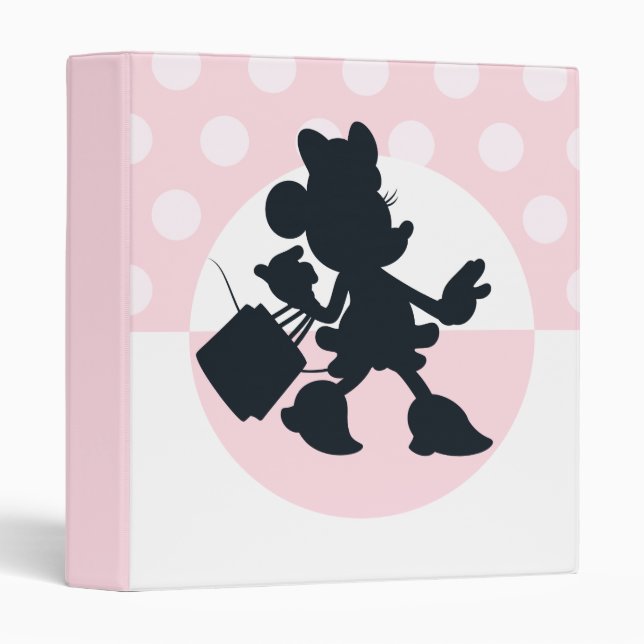 Minnie Mouse Shopping Silhouette 3 Ring Binder (Front/Spine)